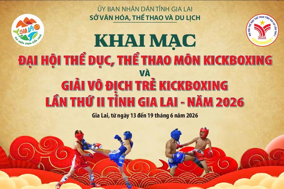 The Kickboxing Sports Festival and the 2nd Gia Lai Provincial Youth Kickboxing Championship in 2026 will take place from June 14-19 in Quy Nhon ward. Photo: BTC