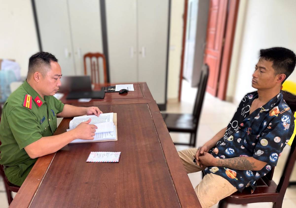 Nguyen Van Thanh at the Police Department. Photo: Ninh Binh Police