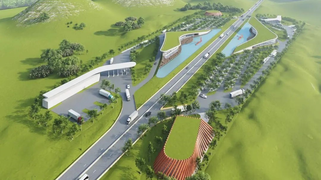 Perspective of the rest stop in Thong Nhat commune on the Ha Long - Van Don expressway. Photo: Quang Ninh Provincial Department of Construction