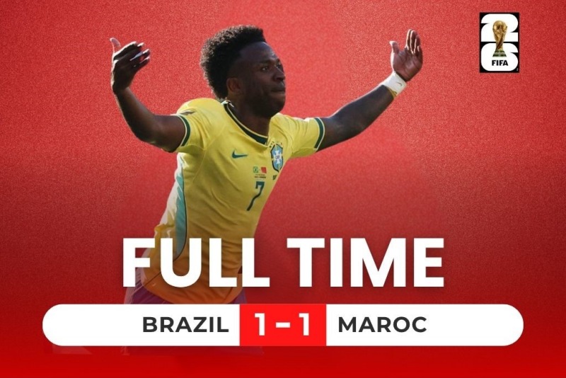 Le Brésil affronte le Maroc lors du match d'ouverture du groupe C de la Coupe du monde 2026. Photo: FPT Play