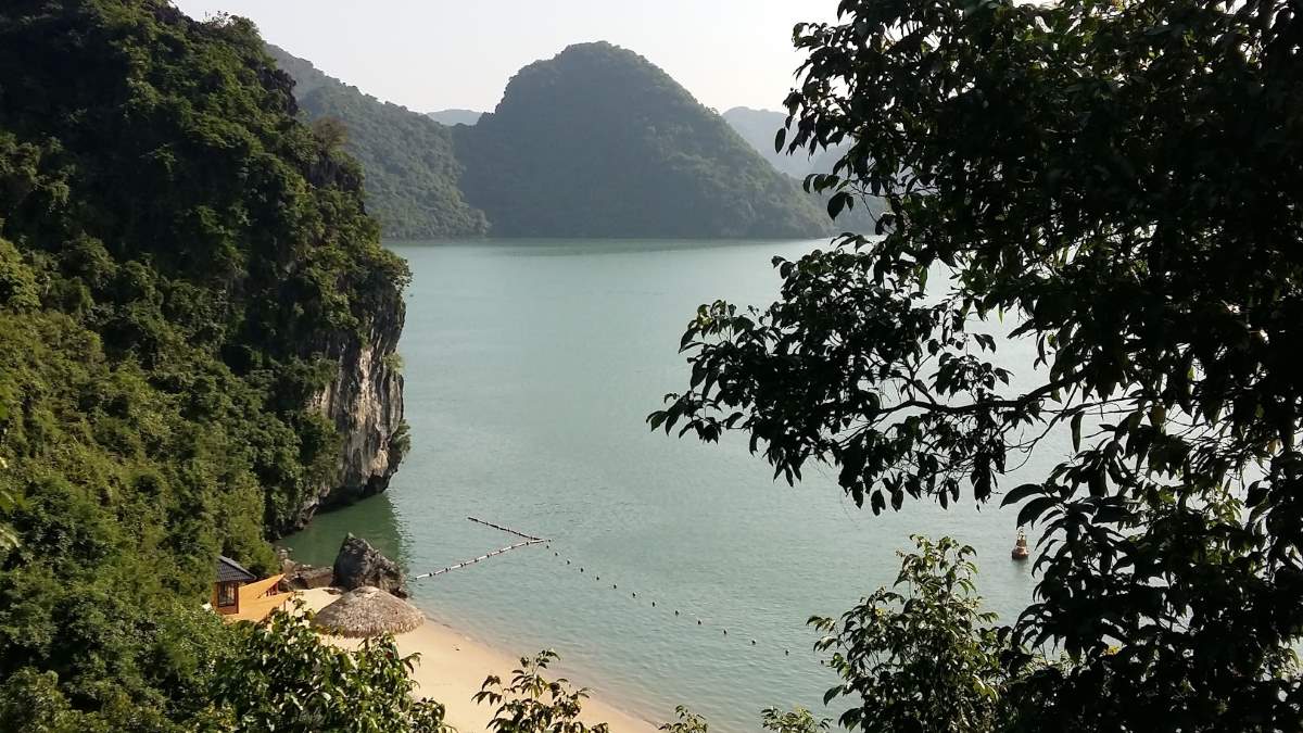 Soi Sim beach seen from the top of Soi Sim island mountain, Ha Long Bay. Photo: Nguyen Hung