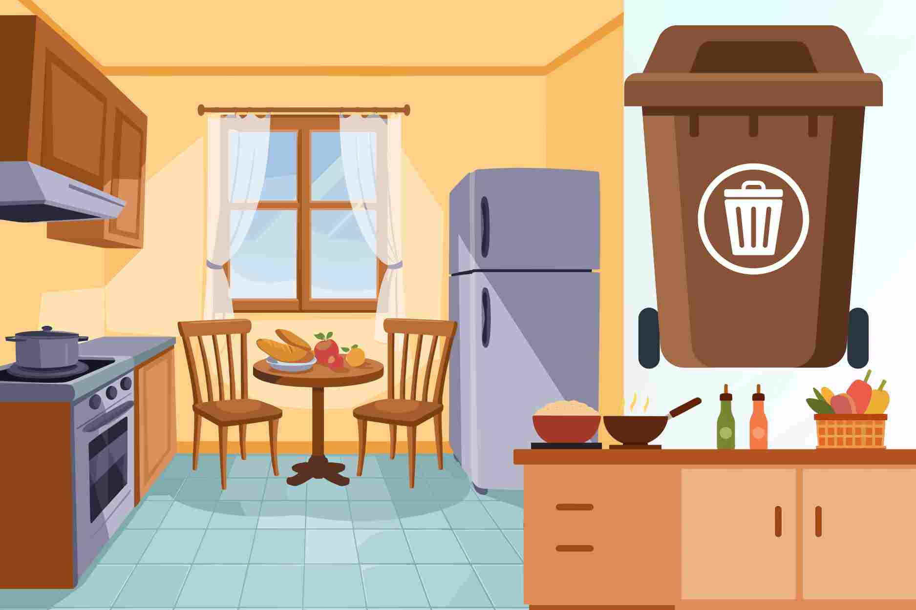 5 locations to place trash cans to make the kitchen more compact and convenient