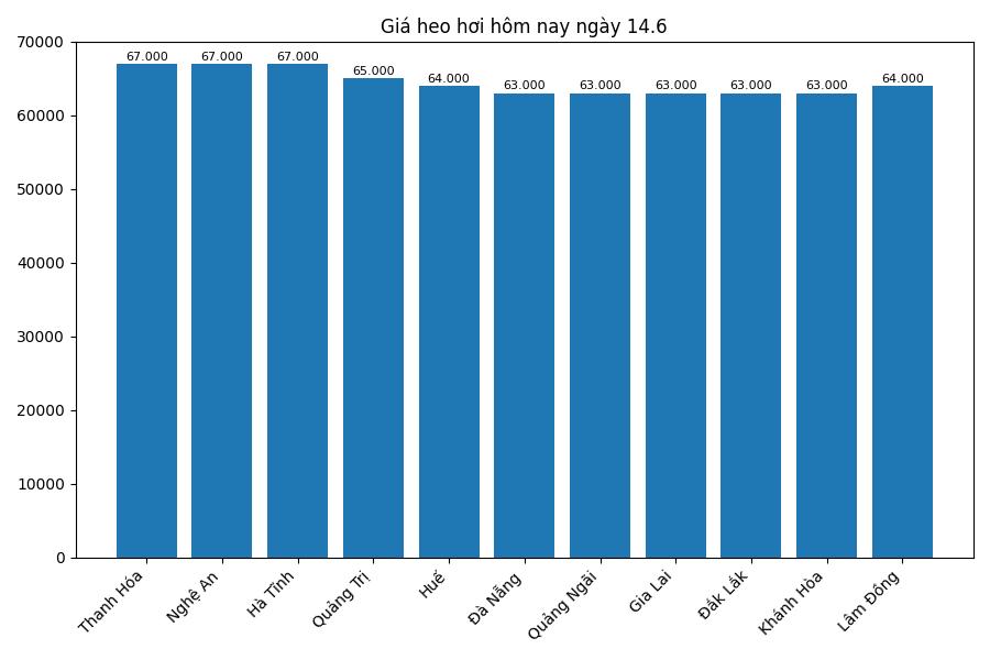 Giá heo hơi hôm nay 14.6 tại khu vực miền Bắc. Đồ họa: Thùy Linh
