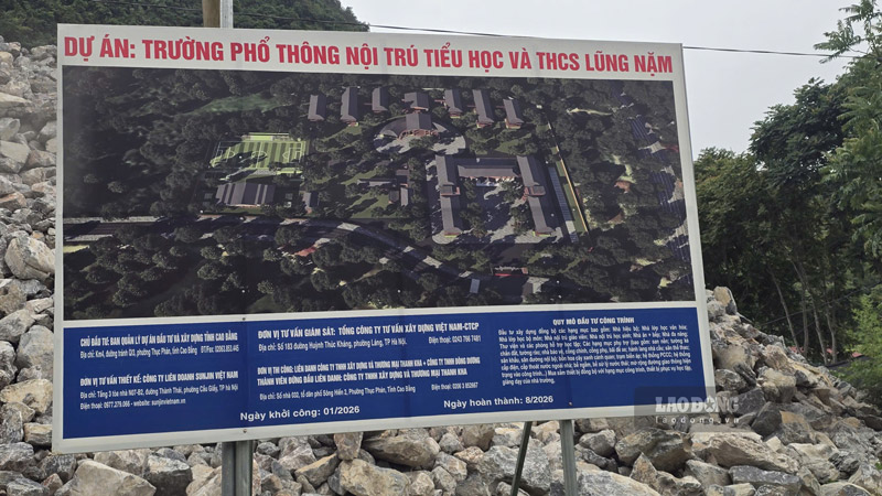Dự án tại xã Lũng Nặm gặp khó khi thi công trong điều kiện đá bủa vây, phải đào, phá đi khối lượng lớn. Ảnh: Trọng Lộc