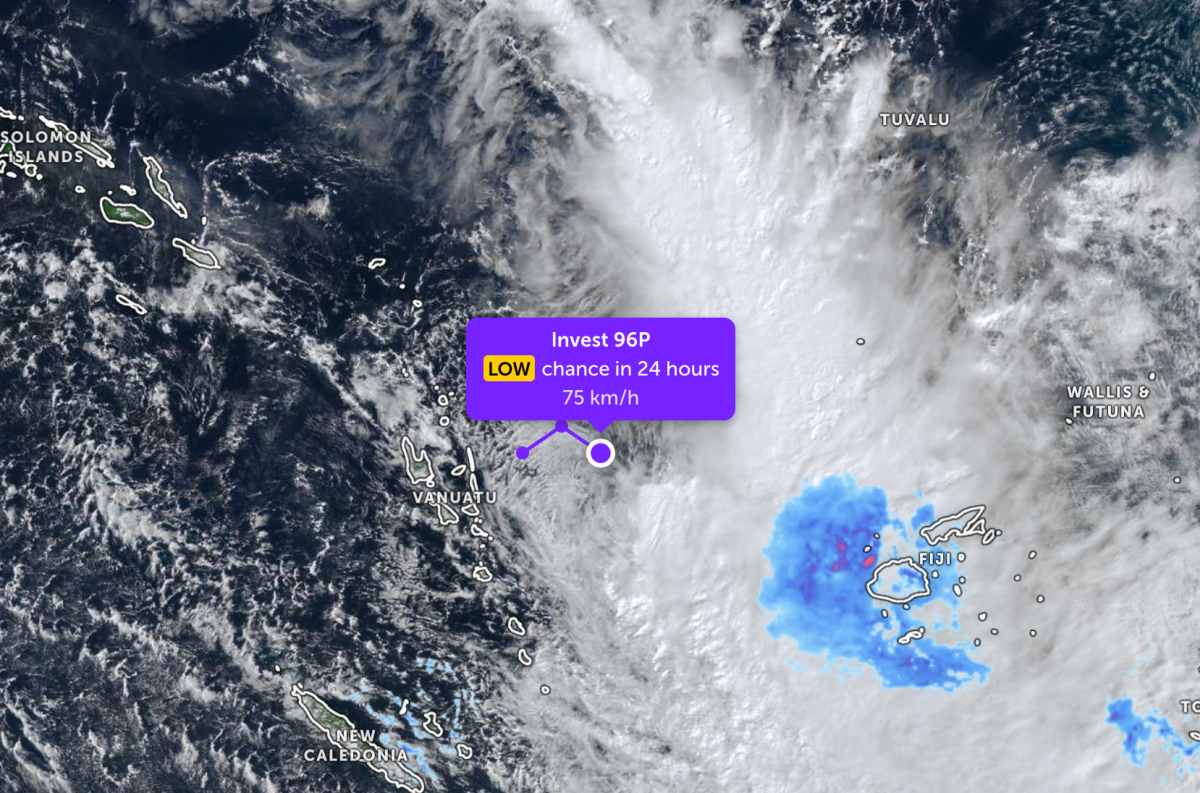 Áp thấp mới hình thành phía Nam Thái Bình Dương. Ảnh: JTWC