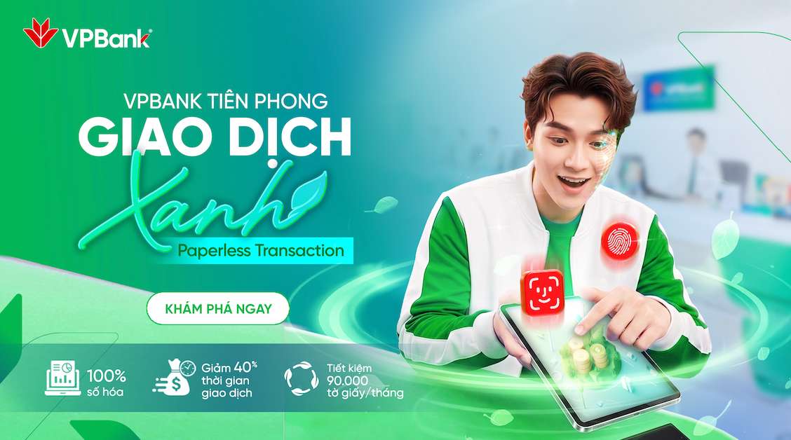 Mô hình giao dịch không giấy tờ vào vận hành trên 100% phòng giao dịch của VPBank trên toàn quốc. Ảnh: VPBank