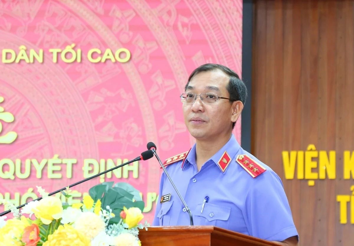 Ông Hồ Đức Anh - Phó Viện trưởng VKSND tối cao phát biểu tại lễ công bố. Ảnh: Quốc Hương