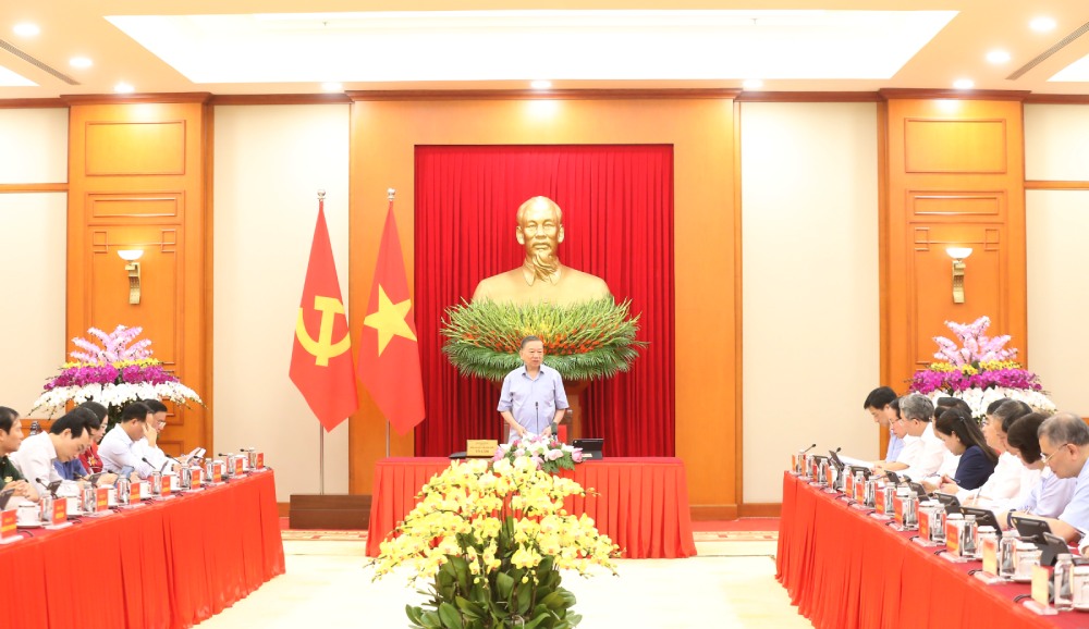 ổng Bí thư, Chủ tịch nước Tô Lâm chủ trì cuộc làm việc. Ảnh: Hiền Hòa