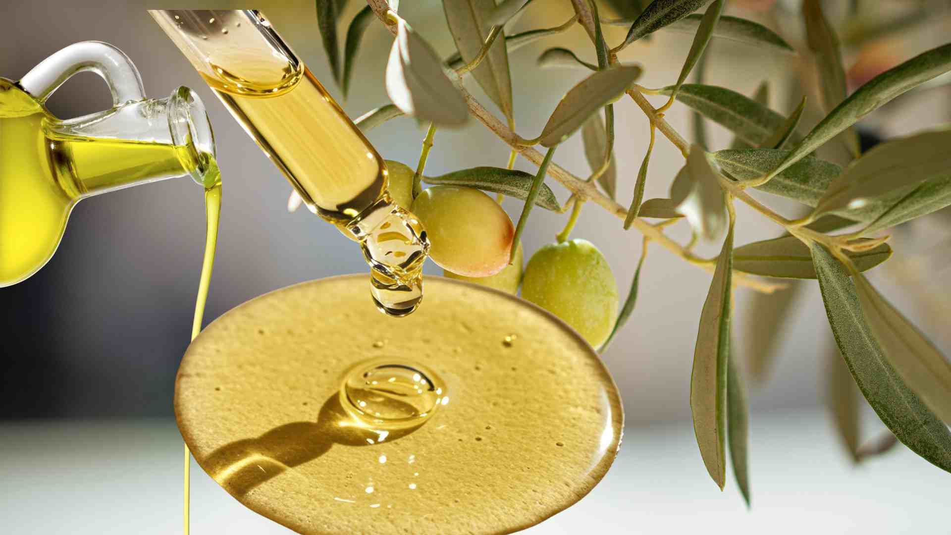 Pure olive oil is rich in monounsaturated fats, which help nourish the gut microbiome. Graphic photo: Huong Son