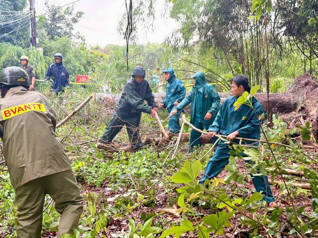Đến 15h chiều nay, sự cố đã được khắc phục, khu vực xung quanh đã có điện trở lại. Ảnh: Ban Chỉ huy Quân sự xã Dầu Tiếng