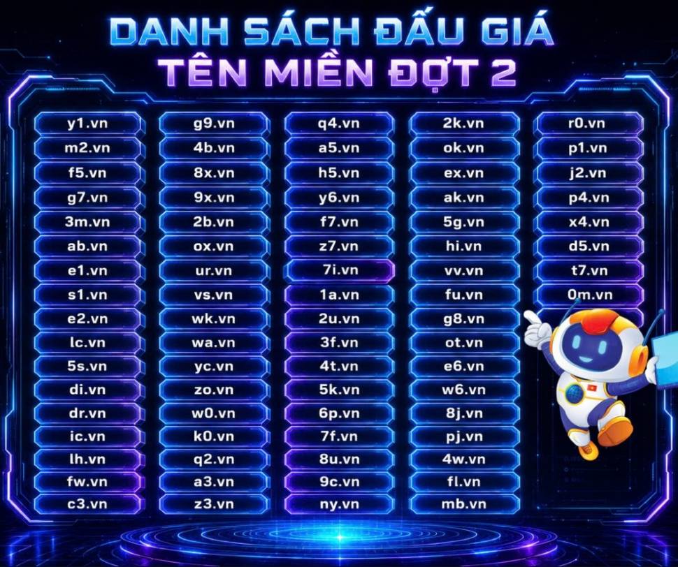 Dozens of valuable ".vn" domain names will be auctioned online at the end of June