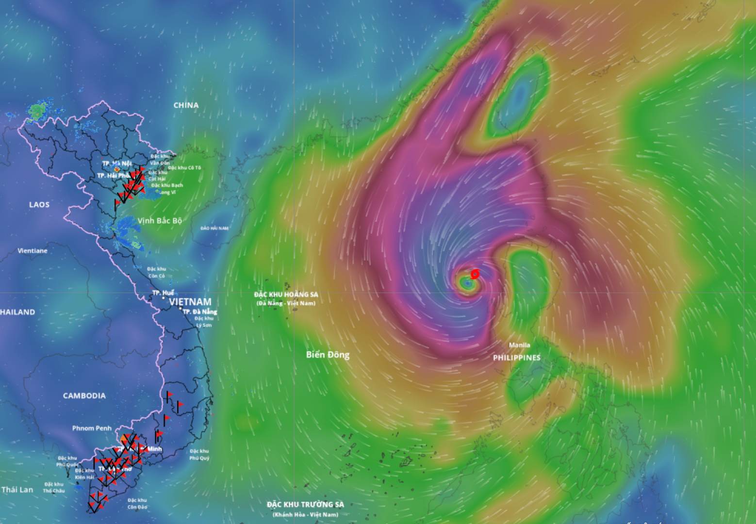 Location of storm No. 14 at 8:00 AM on November 10th. Source: Vietnam Disaster Monitoring System