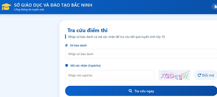 Trang tra cứu điểm thi vào lớp 10 của Sở Giáo dục và Đào tạo Quảng Ninh.
