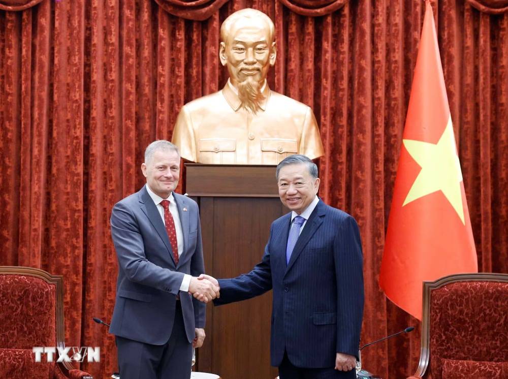 General Secretary and President To Lam receives Danish Ambassador Nicolai Prytz to say goodbye, ending his term of office in Vietnam. Photo: VNA
