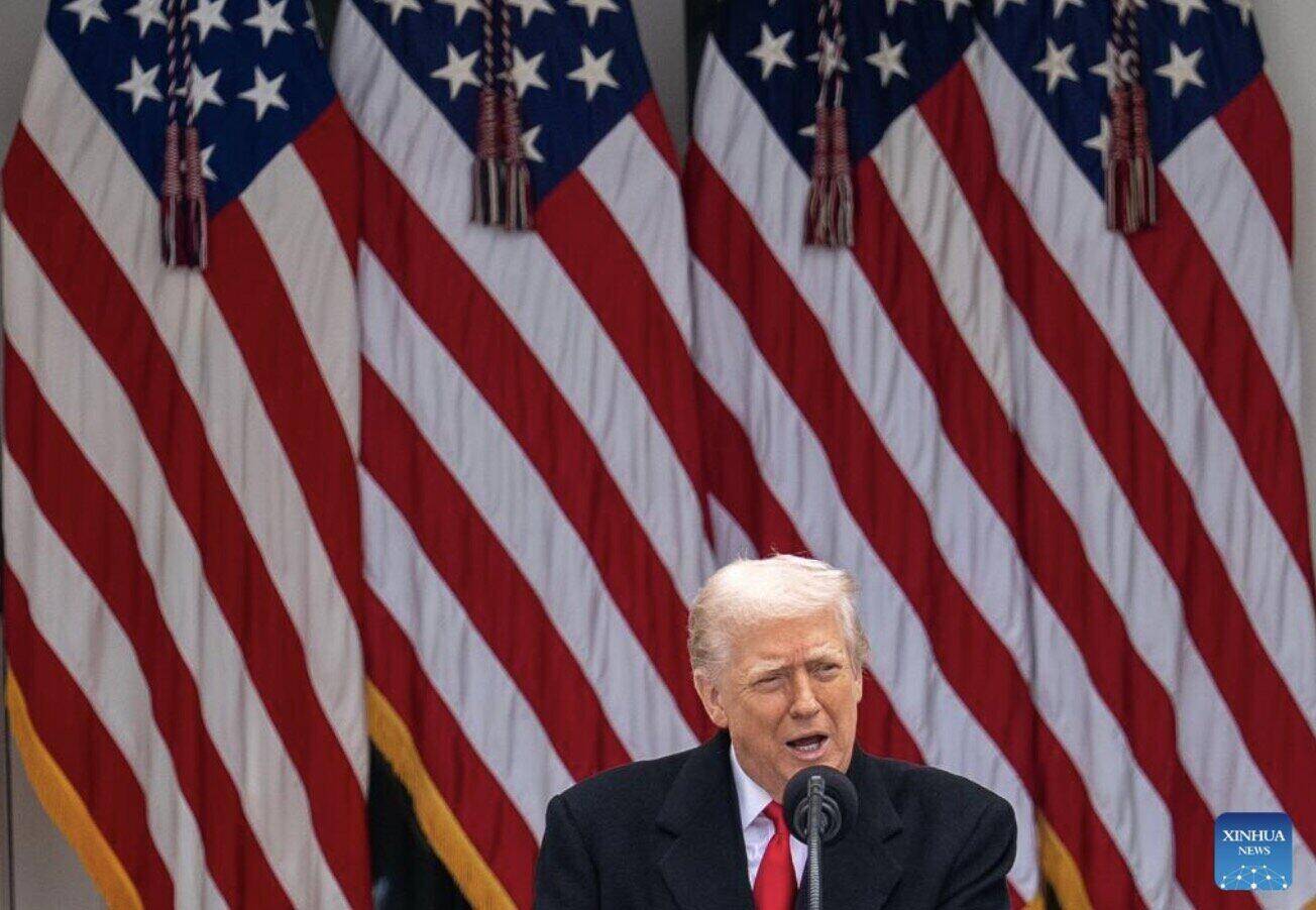 President Trump said the news of $300 billion in rebuilding Iran is fake news. Photo: Xinhua