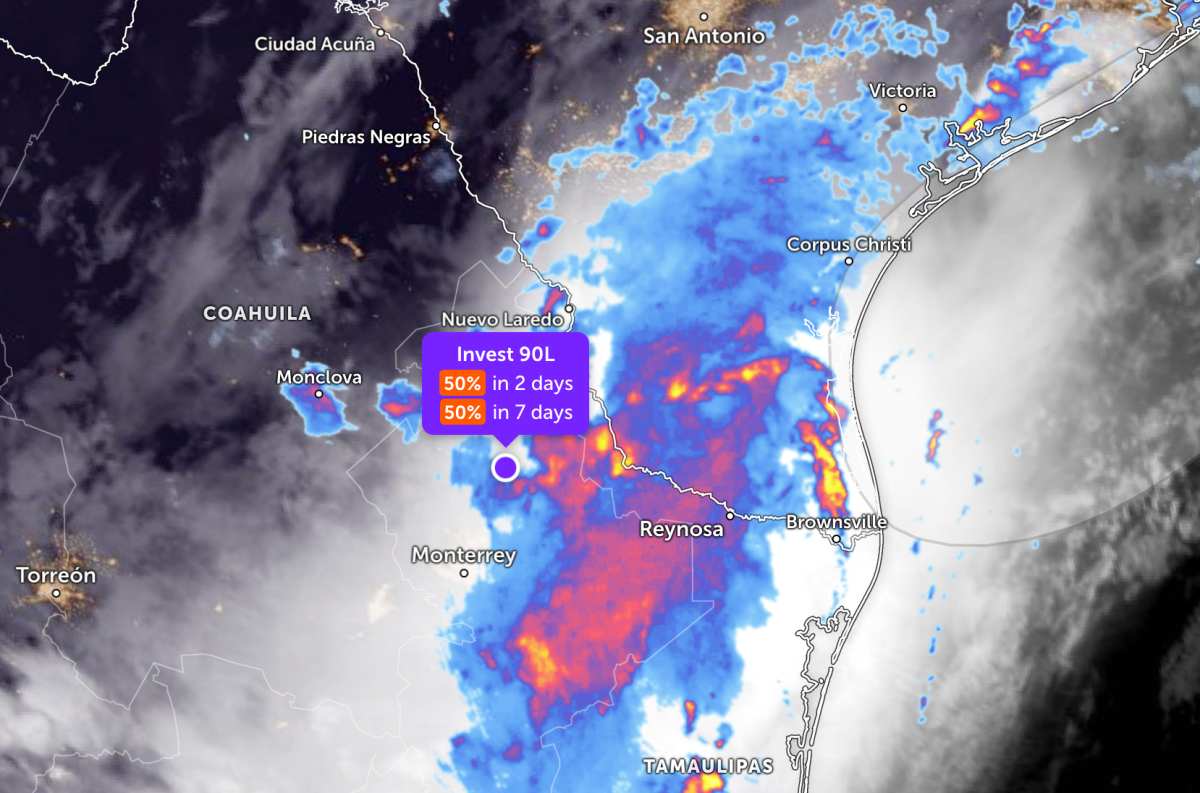 Cập nhật vị trí của áp thấp trên đất liền Mexico. Ảnh: JTWC