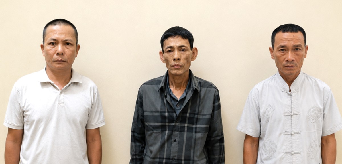 Giao Minh Commune Police, Ninh Binh province arrested 3 drug offenders. Photo: Ninh Binh Police
