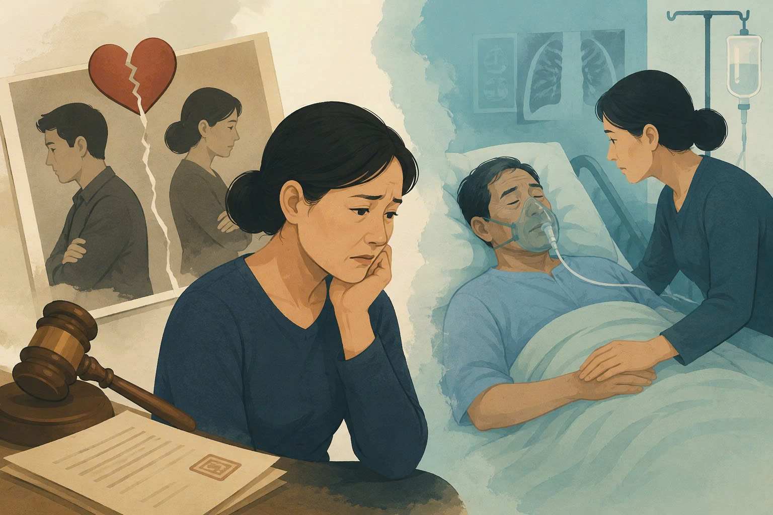 Returning to take care of her ex-husband with cancer, can a woman resume marital relations? Graphics: Pham Ngoc