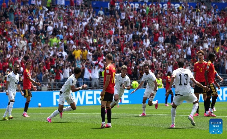 The match between Belgium and Egypt takes place at Seattle stadium. Photo: Xinhua