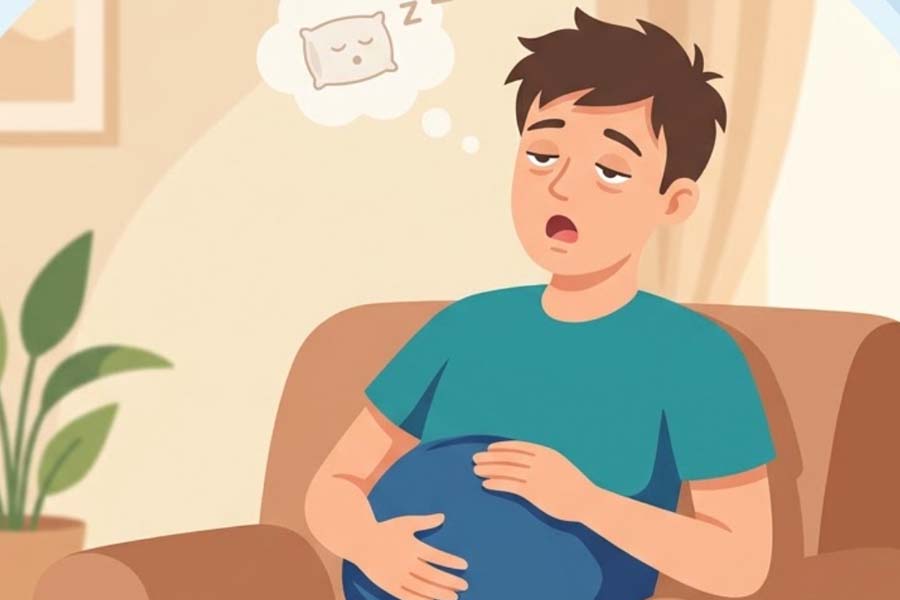 Causes that make many people sleepy after a full meal. Graphics: Thien Nhan