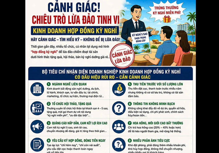 Bộ Công an chỉ ra thủ đoạn lừa đảo qua "Hợp đồng kỳ nghỉ". Ảnh: Bộ Công an