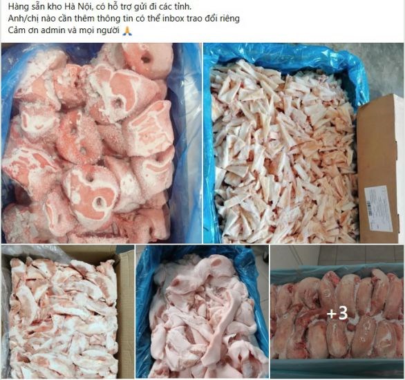 Frozen food of unknown origin is sold rampant on social media platforms. Photo: PV Group.