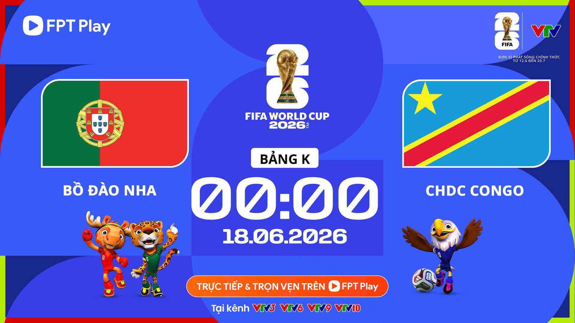 Live football Portugal vs Congo at World Cup 2026. Photo: FPT Play