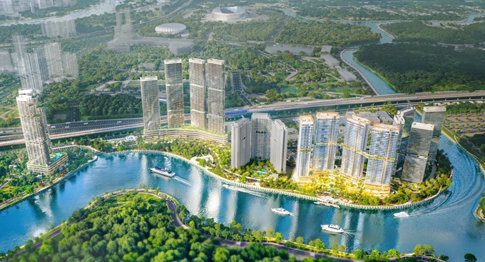 Toàn cảnh dự án Palm City nhìn từ trên cao, thể hiện quy mô và quy hoạch đồng bộ. Ảnh: Thanh Mẫn