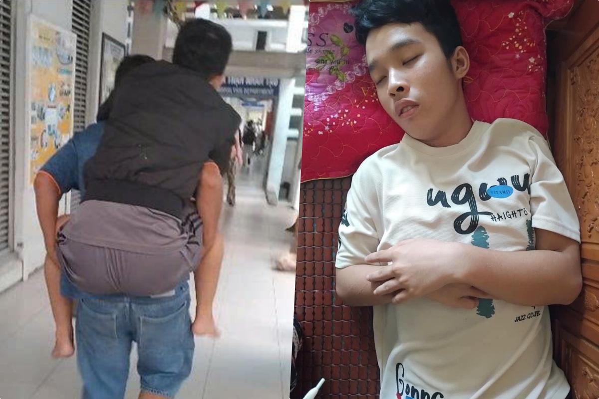 Son cannot walk on his own due to paralysis of half his body. Photo: Family provided.