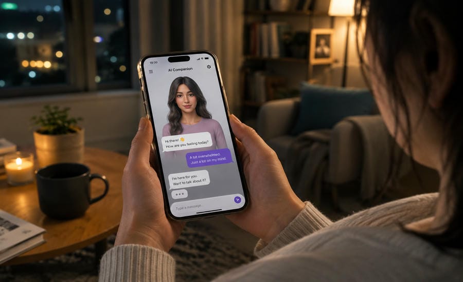 Nhu cầu được lắng nghe và sẻ chia đang khiến nhiều người tìm đến các ứng dụng AI companion. Ảnh: AI minh họa