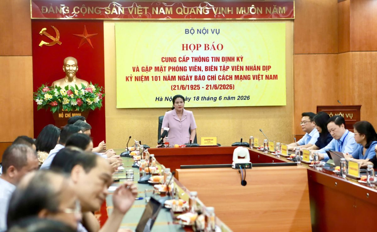 Bộ Nội vụ tổ chức họp báo cung cấp thông tin định kỳ. Ảnh: Duy Tuấn