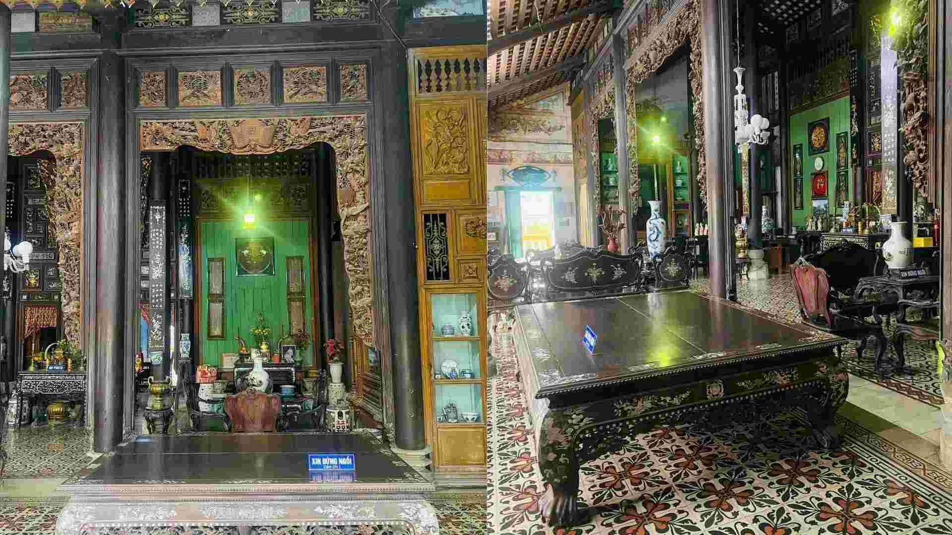 Không gian bên trong lưu giữ nhiều hiện vật, đồ nội thất quý có tuổi đời hàng thế kỷ. Ảnh: Thanh Hương