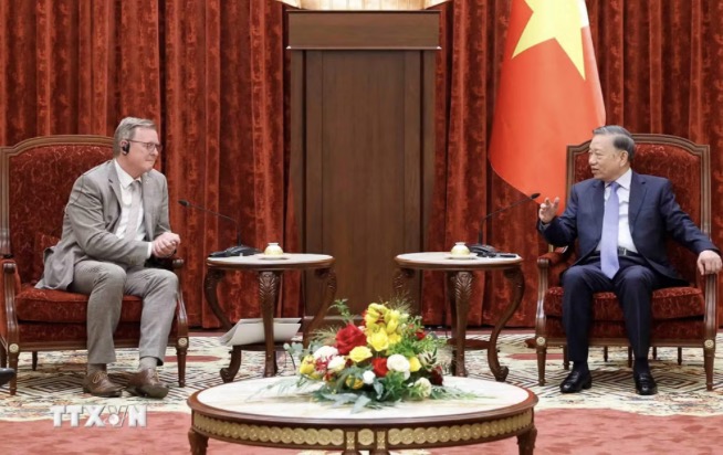 General Secretary and President To Lam receives Vice President of the Federal Parliament of the Federal Republic of Germany Bodo Ramelow. Photo: VNA