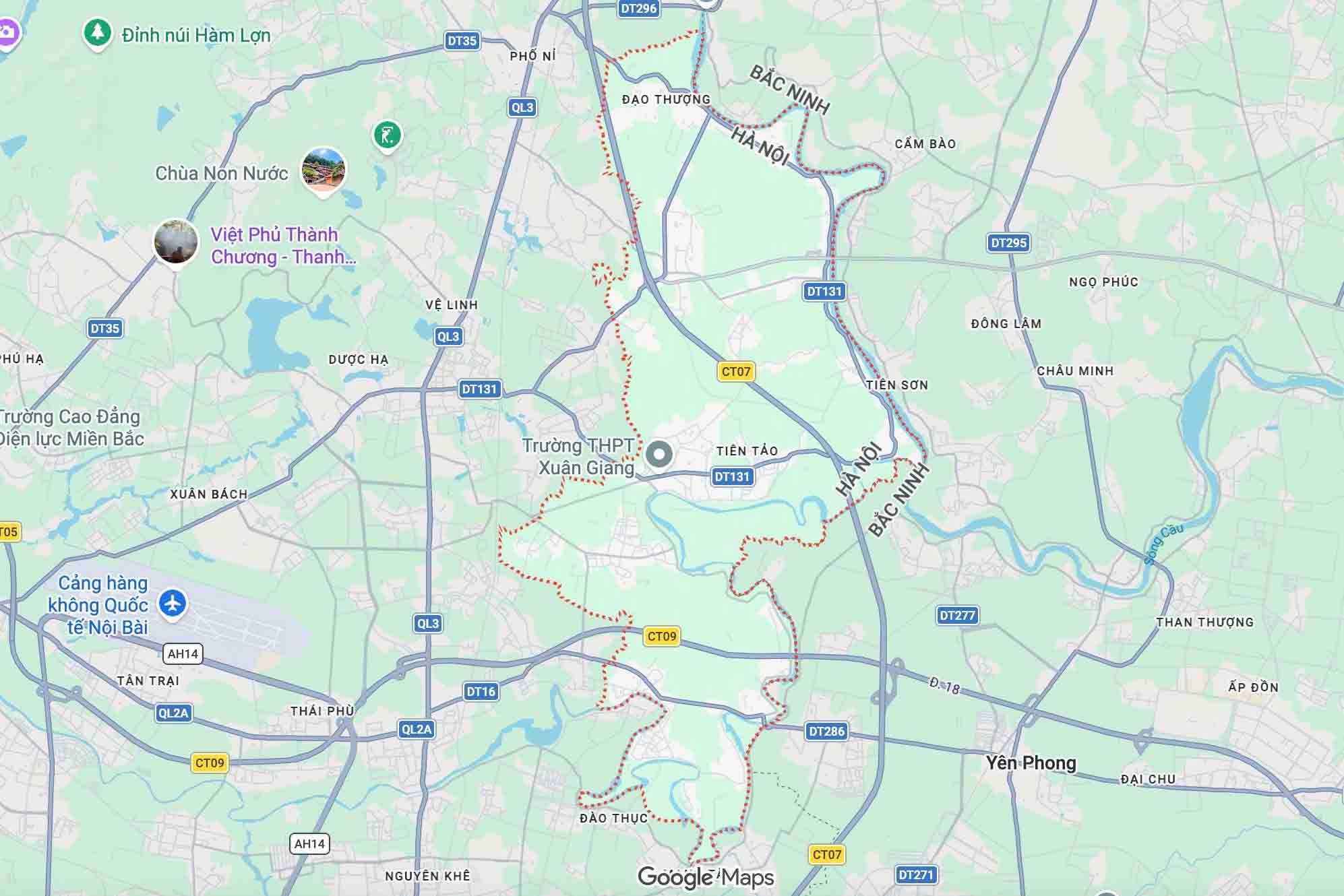 The labor accident that killed 2 people occurred in Da Phuc commune (Hanoi) on the morning of June 18. Photo: Google Maps