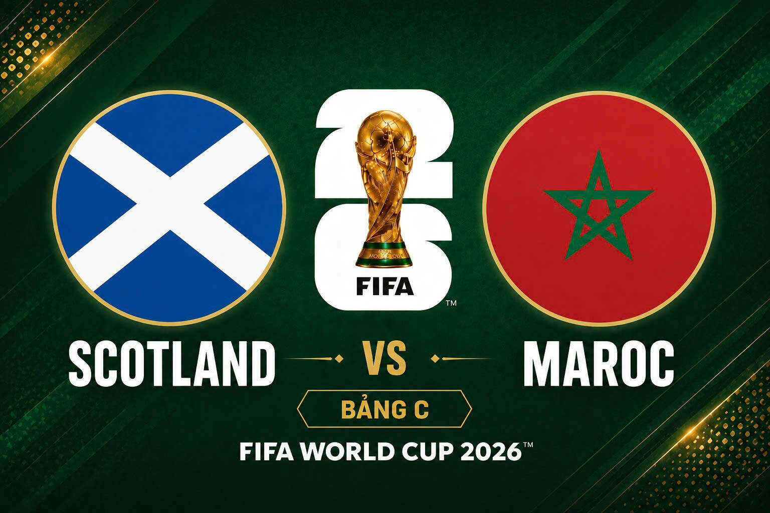 Predict football scores between Scotland and Morocco at World Cup 2026. Graphics: Van An