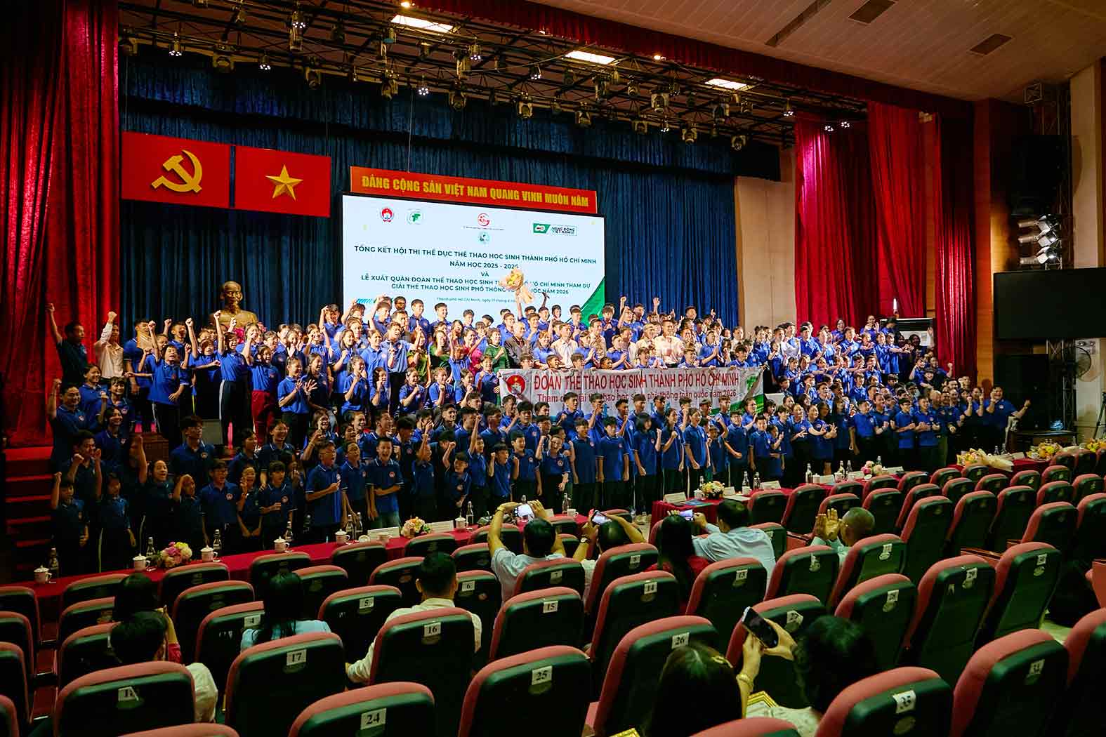 Lễ tổng kết Hội thi Thể dục thể thao học sinh Thành phố Hồ Chí Minh năm học 2025 - 2026. Ảnh: Nestlé MILO