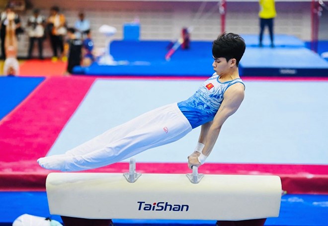 Le joueur Xuan Thien est l'un des visages participant au Championnat d'Asie de gymnastique artistique 2026. Photo: Minh Dan
