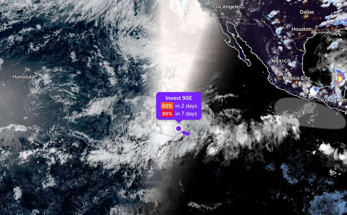 Áp thấp mới hình thành trên biển Thái Bình Dương. Ảnh: JTWC