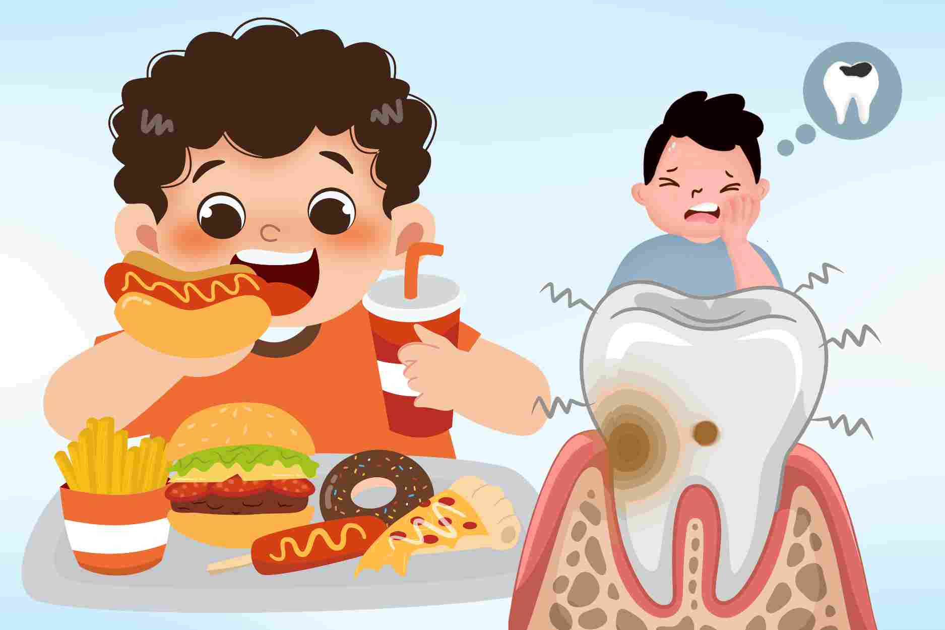 Foods and drinks that can increase the risk of tooth decay in children