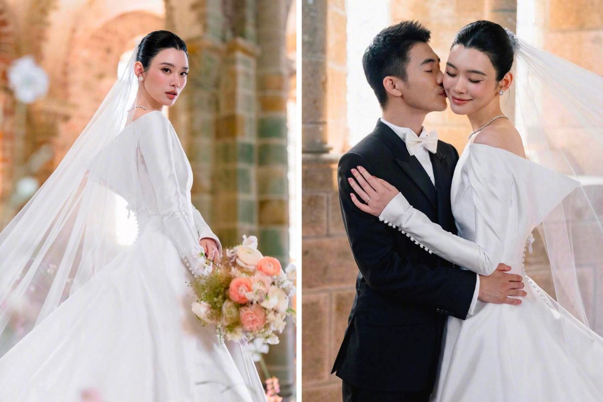 He Mengyao and He Youjun hold wedding after 7 years of marriage registration. Photo: Xinhua