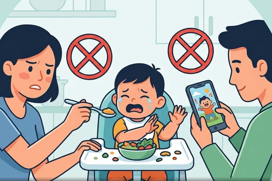 Parents should immediately quit eating habits to avoid affecting children. Graphics: Thien Nhan