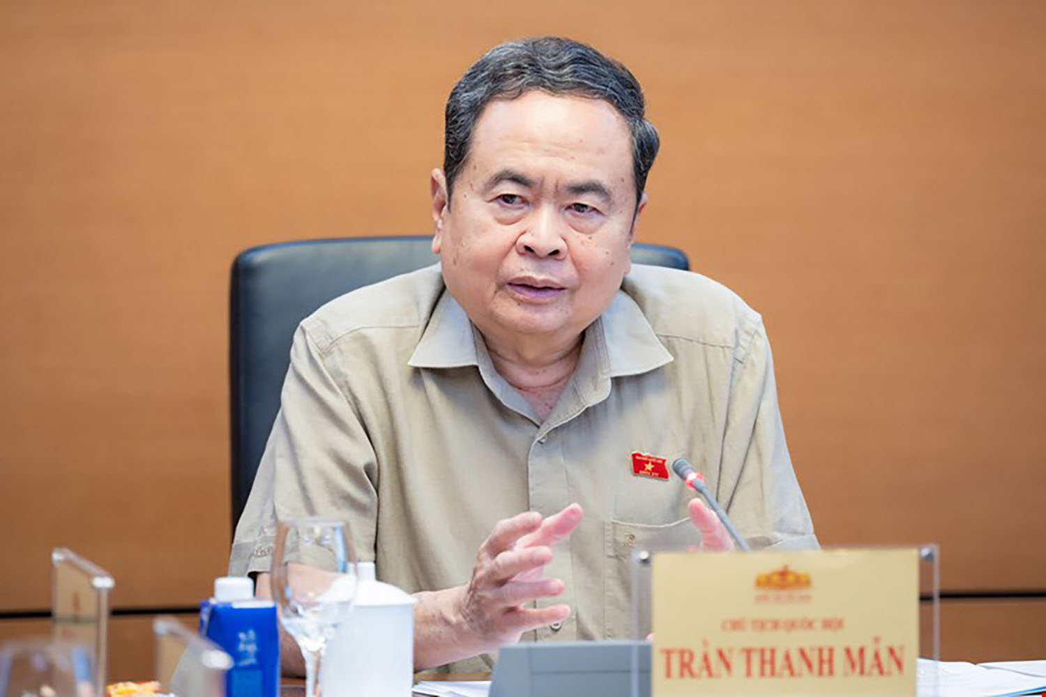 Politburo Member, National Assembly Chairman Tran Thanh Man requested that supervision must be substantive and pursue the implementation results to the end. Photo: Pham Thang.