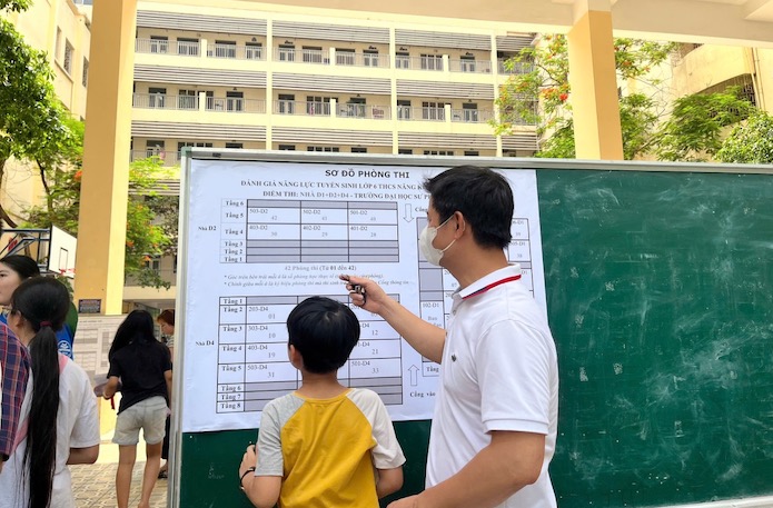 Học sinh dự thi đánh giá năng lực tuyển sinh vào lớp 6 Trường THCS Năng khiếu Đại học Sư phạm (Hà Nội) năm học 2026 - 2027 chiều 2.6. Ảnh: