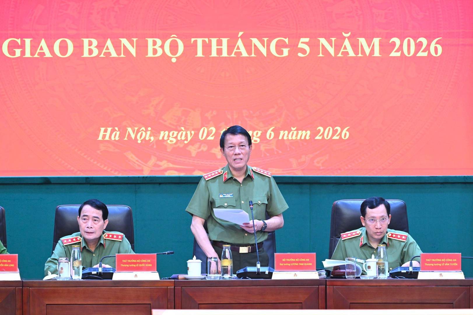 General Luong Tam Quang - Member of the Politburo, Secretary of the Central Public Security Party Committee, Minister of Public Security chaired the Conference. Photo: Ministry of Public Security