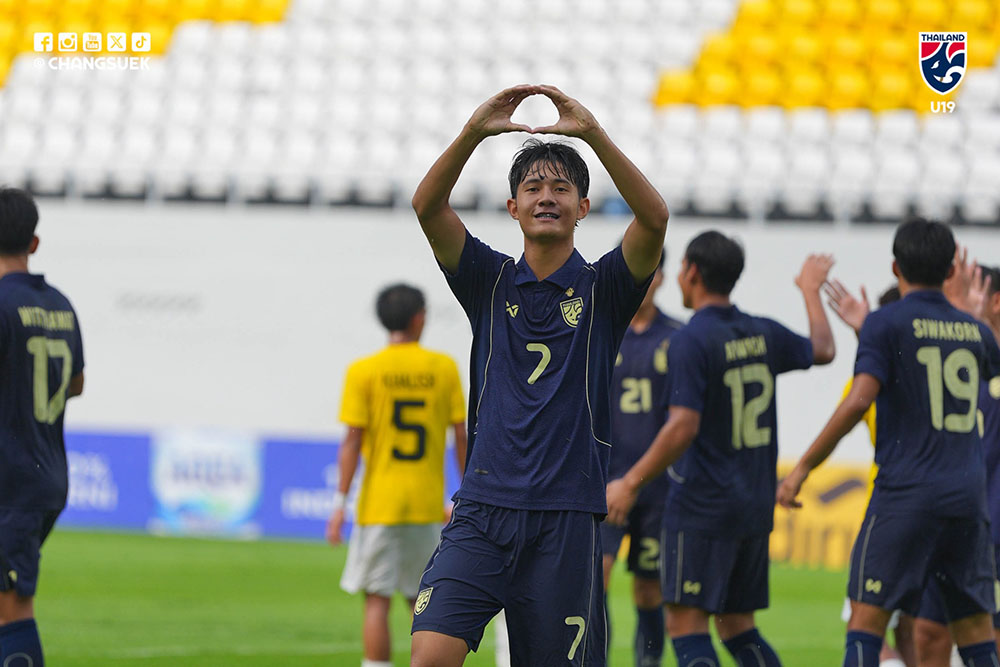La sub-19 de Tailandia tuvo un comienzo impresionante en el Campeonato Sub-19 del Sudeste Asiático 2026 con una victoria por 9-0 sobre la sub-19 de Brunei. Foto: FAT