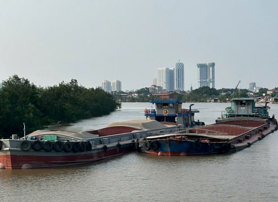 Các phương tiện chở chở cát san lấp không có giấy tờ, nguồn gốc hợp pháp. Ảnh: Công an Hải Phòng
