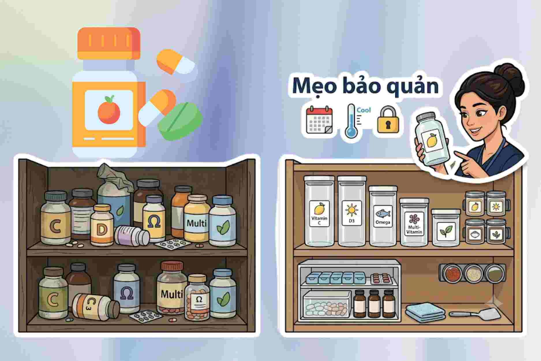 Astuces pour conserver les vitamines proprement pour optimiser l'espace de la cuisine