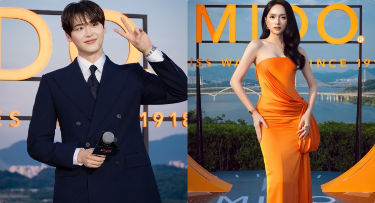 Huong Giang (à droite) rencontre l'acteur Lee Jong Suk à Séoul. Photo : Comité d'organisation.