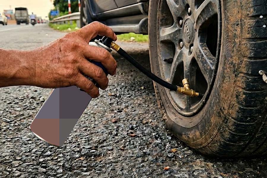Tire sealant helps drivers save time handling incidents. Graphics: Cat Tien