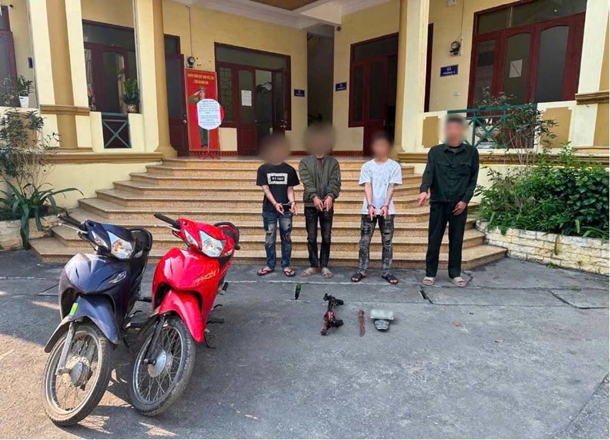 Các bị can trong vụ án cướp tài sản, che giấu tội phạm trên địa bàn phường Quang Hanh. Ảnh: Công an Quảng Ninh